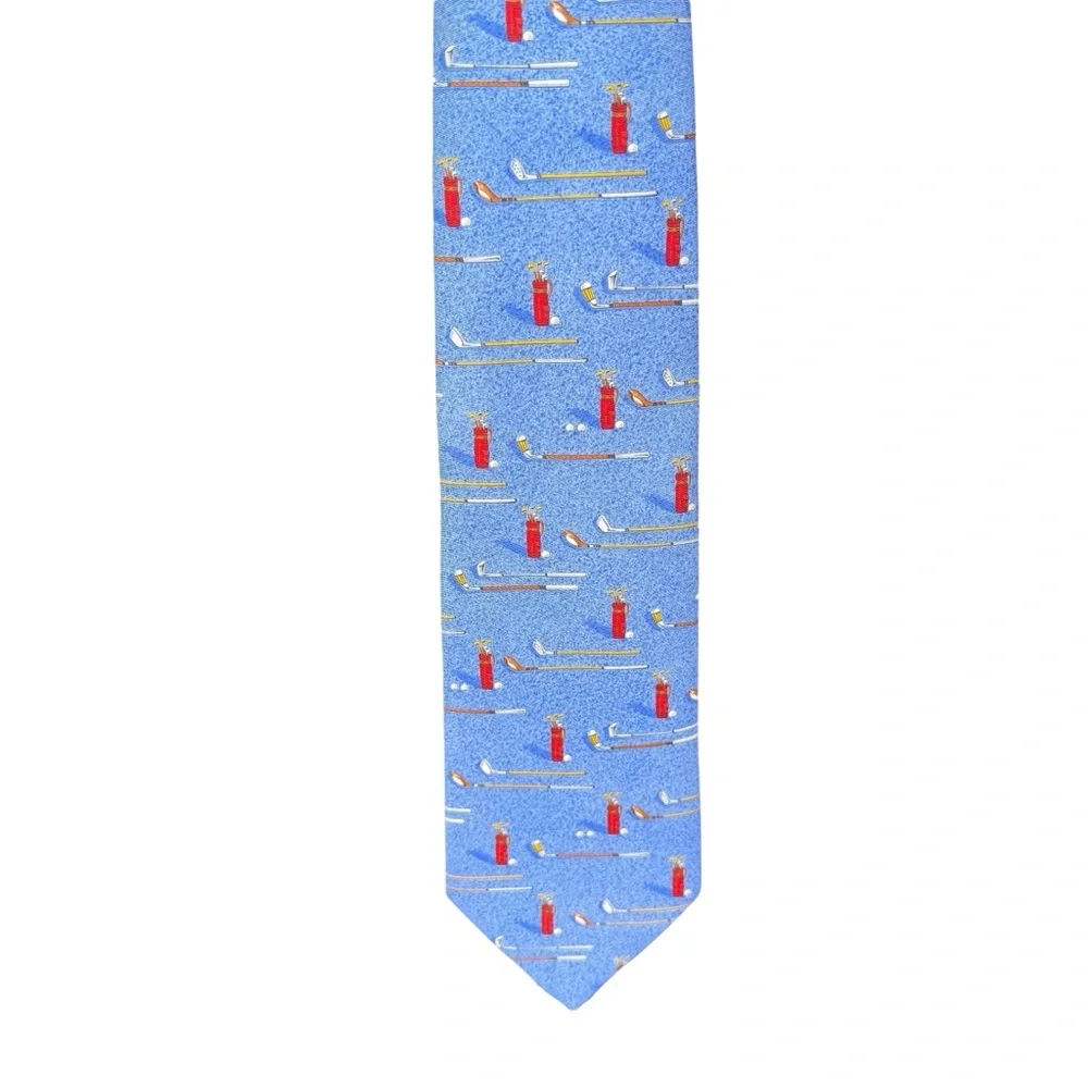 Dunhill Men's Neck Tie 100% Silk Golf Motif Made In Italy - Picture 8 of 8